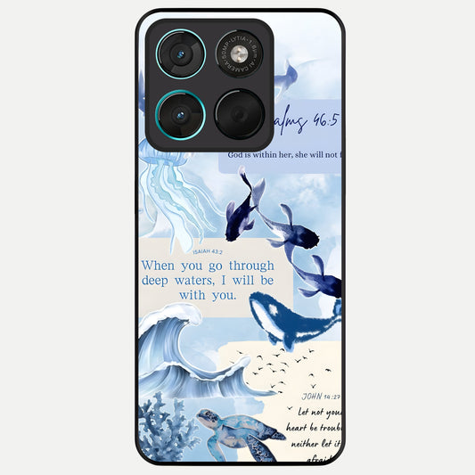  Faithful Ocean Promise Glass Case For Moto G57 Power back cover – full design glossy printed glass finish