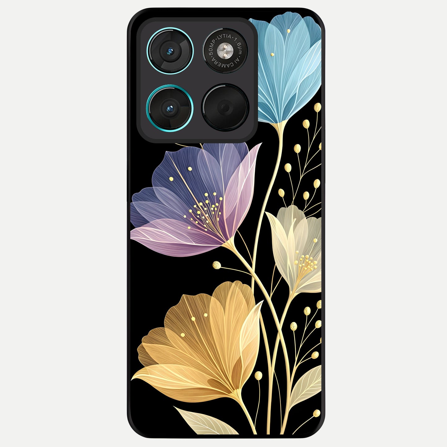  Flower Bloom Glow Glass Case For Moto G57 Power back cover – full design glossy printed glass finish