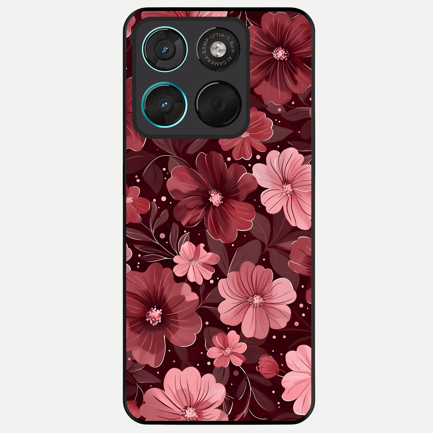  Flower Blush Bloom Glass Case For Moto G57 Power back cover – full design glossy printed glass finish