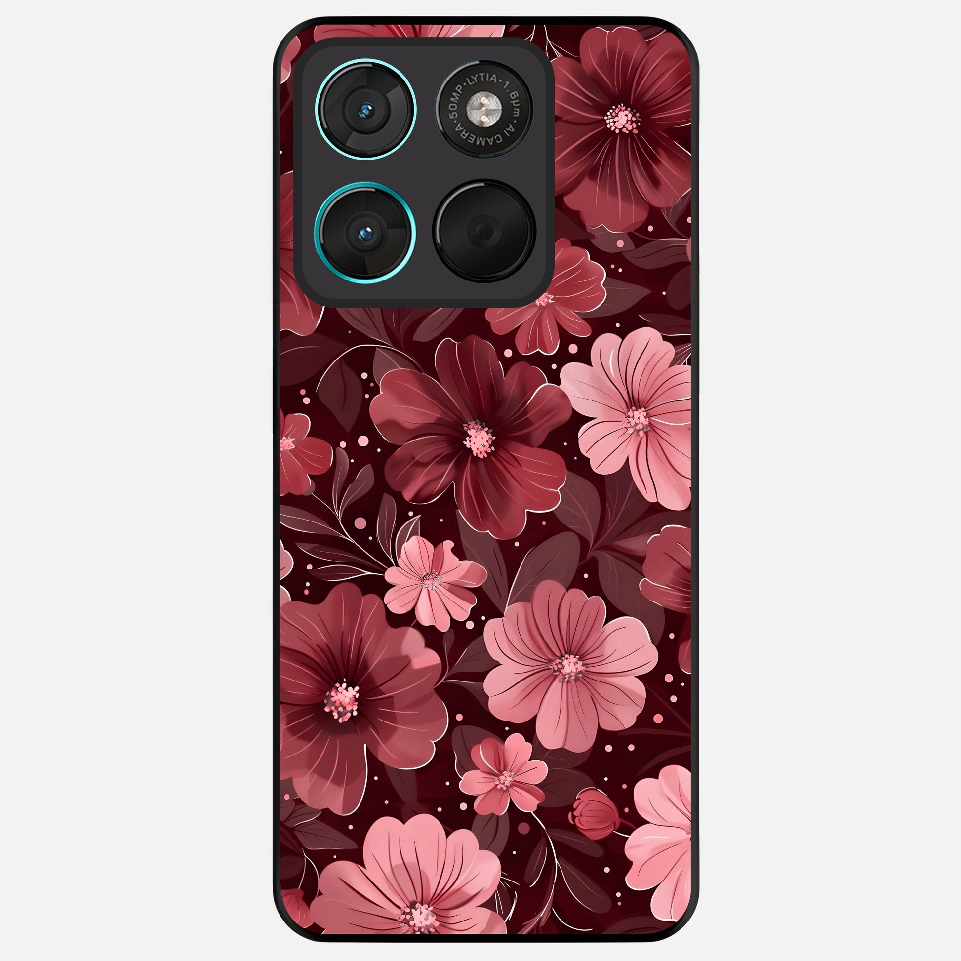  Flower Blush Bloom Glass Case For Moto G57 Power back cover – full design glossy printed glass finish