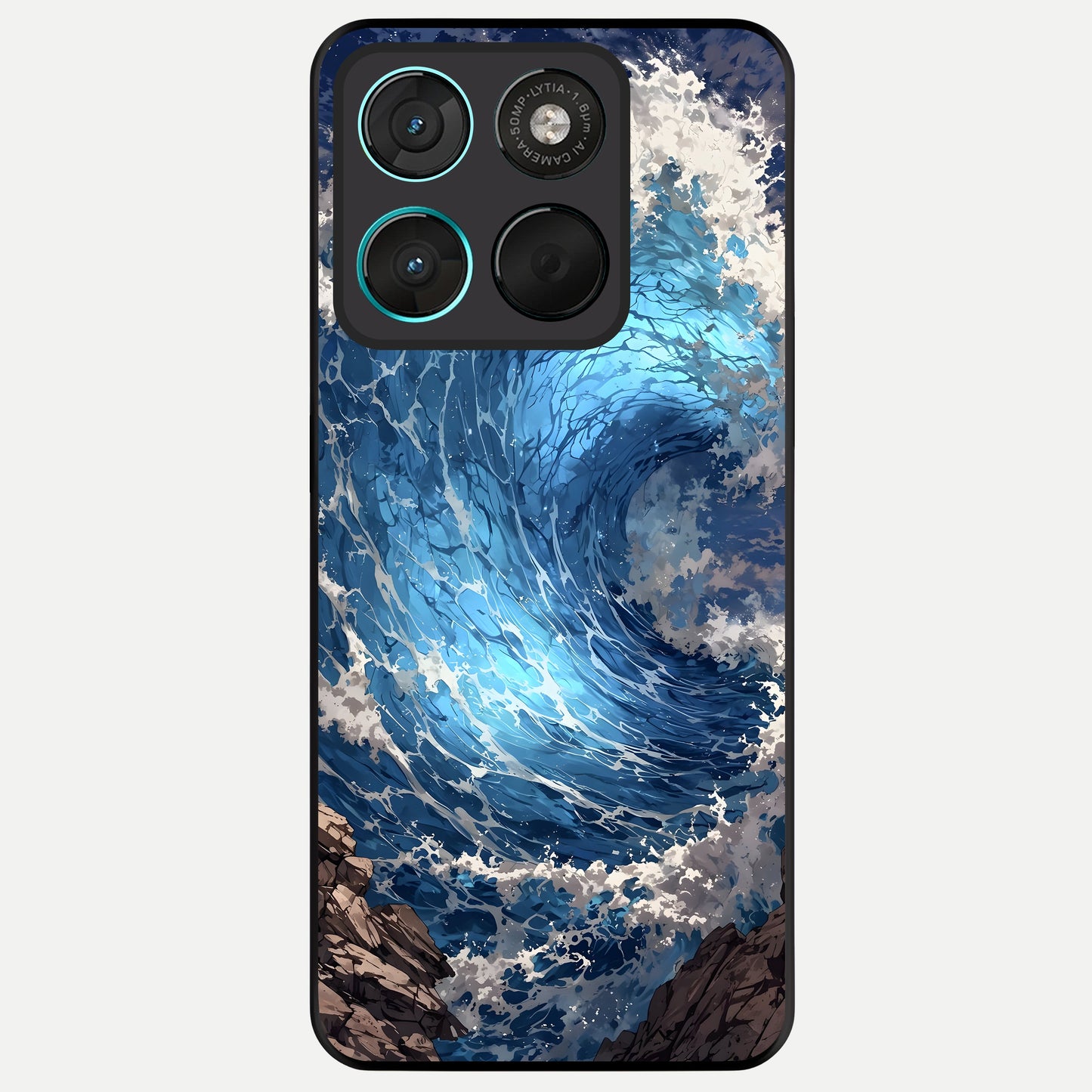  Giant Ocean Wave Glass Case For Moto G57 Power back cover – full design glossy printed glass finish
