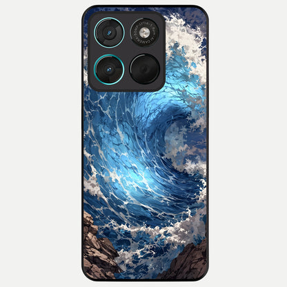  Giant Ocean Wave Glass Case For Moto G57 Power back cover – full design glossy printed glass finish