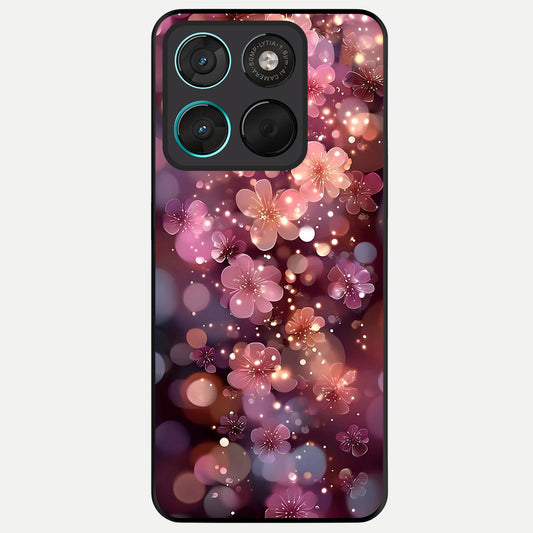  Glowing Petal Bliss Glass Case For Moto G57 Power back cover – full design glossy printed glass finish