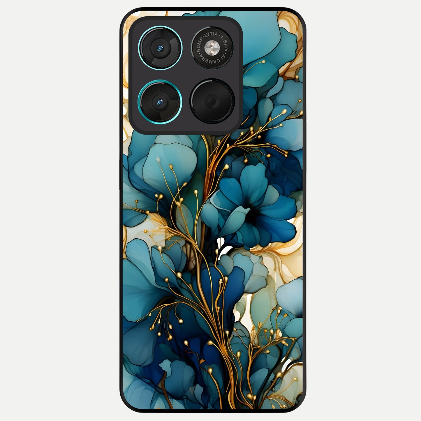  Golden Bloom Symphony Glass Case For Moto G57 Power back cover – full design glossy printed glass finish