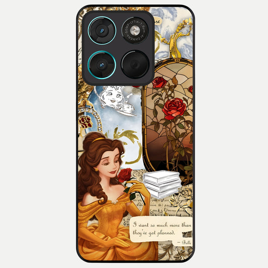  Golden Dream Belle Glass Case For Moto G57 Power back cover – full design glossy printed glass finish