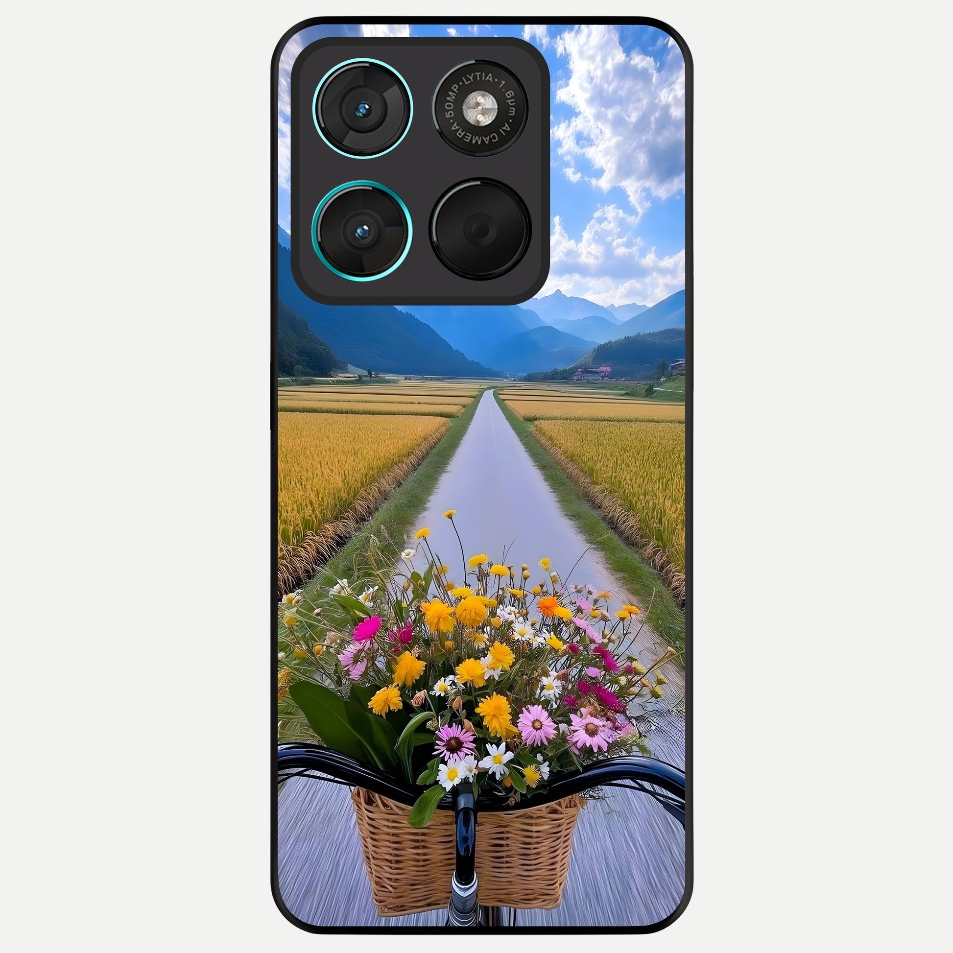  Golden Field Journey Glass Case For Moto G57 Power back cover – full design glossy printed glass finish