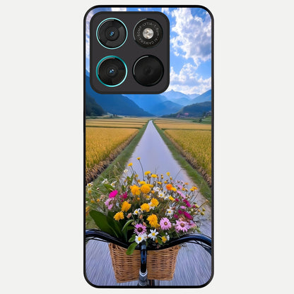  Golden Field Journey Glass Case For Moto G57 Power back cover – full design glossy printed glass finish