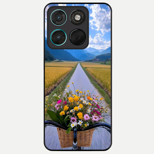  Golden Field Journey Glass Case For Moto G57 Power back cover – full design glossy printed glass finish
