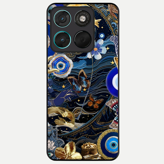  Golden Moon Magic Glass Case For Moto G57 Power back cover – full design glossy printed glass finish