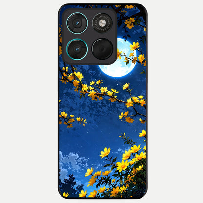  Golden Night Glow Glass Case For Moto G57 Power back cover – full design glossy printed glass finish