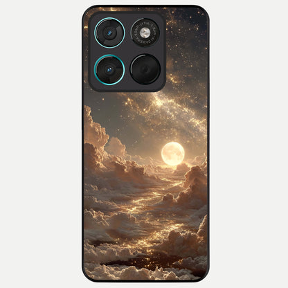  Golden Sky Dream Glass Case For Moto G57 Power back cover – full design glossy printed glass finish
