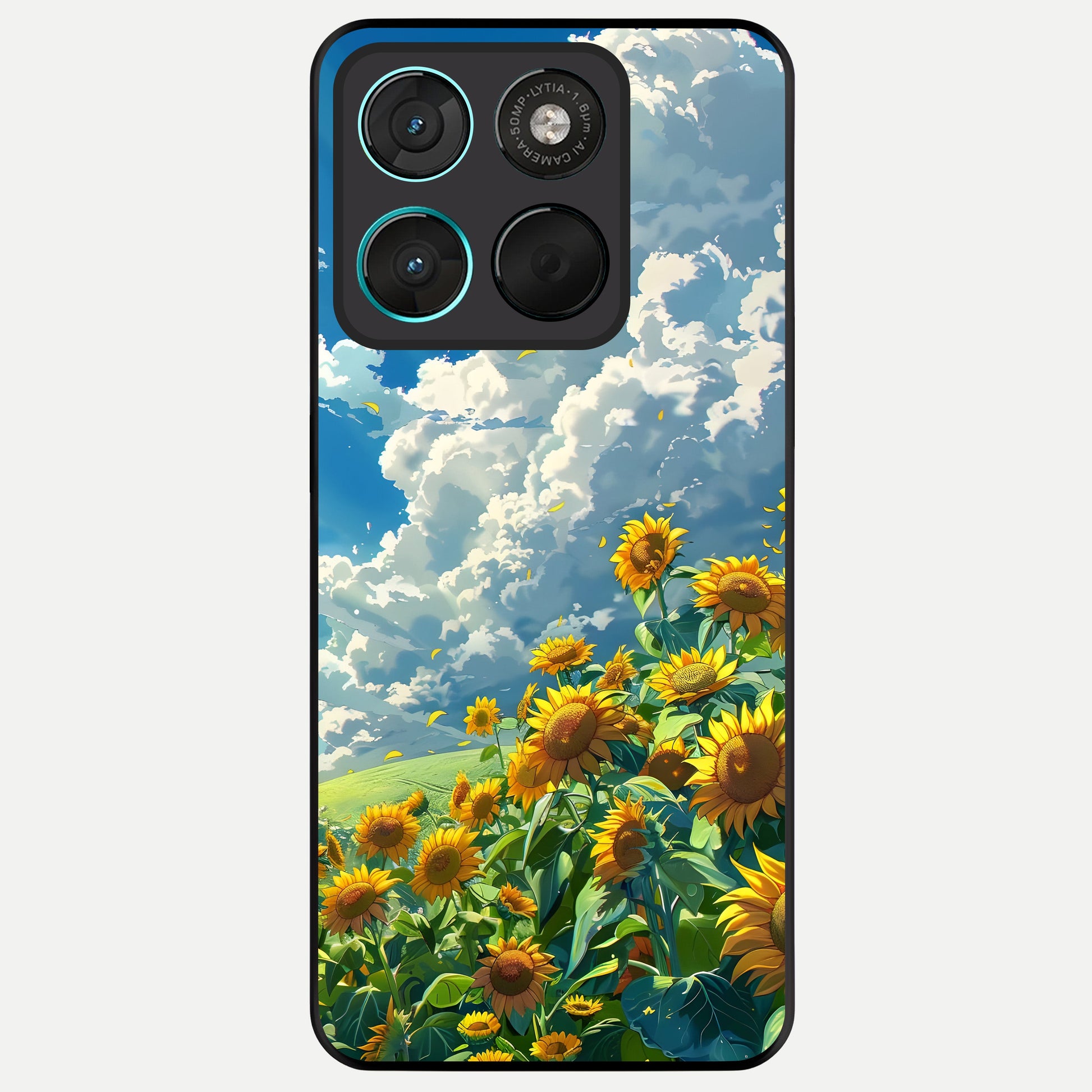  Golden Sun Glory Glass Case For Moto G57 Power back cover – full design glossy printed glass finish
