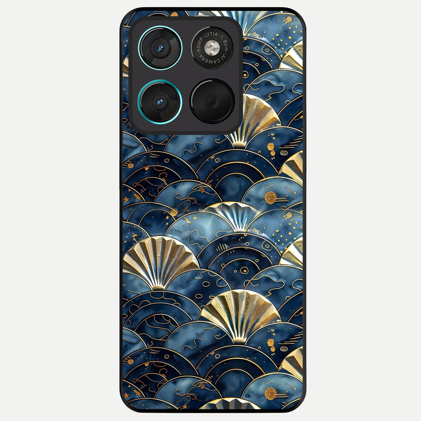  Golden Wave Luxe Glass Case For Moto G57 Power back cover – full design glossy printed glass finish