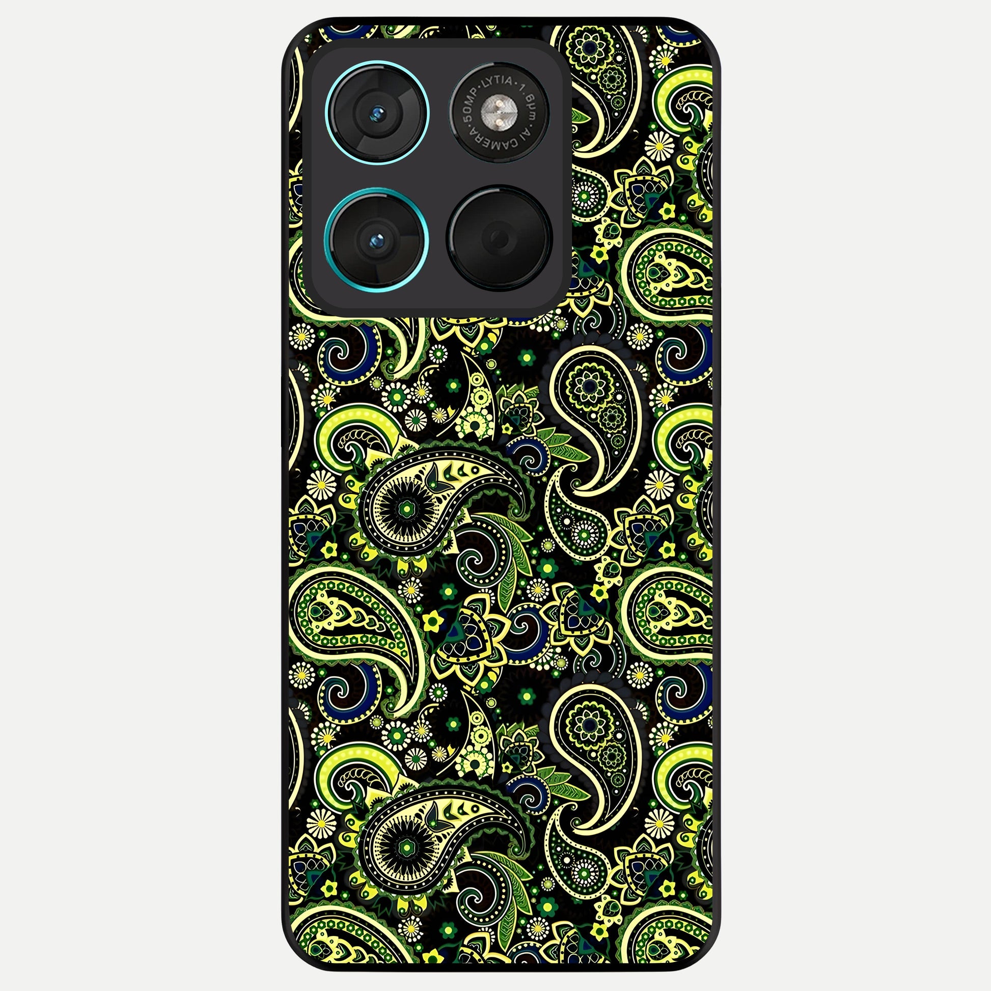  Green Lemon Glass Case For Moto G57 Power back cover – full design glossy printed glass finish