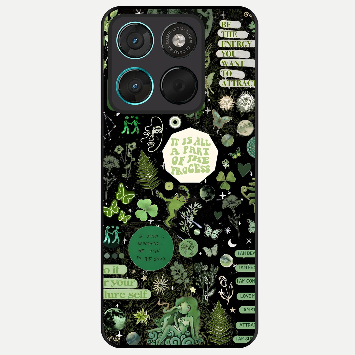  Green Mandala Pattern Glass Case For Moto G57 Power back cover – full design glossy printed glass finish