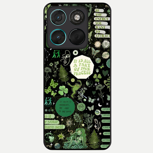  Green Mandala Pattern Glass Case For Moto G57 Power back cover – full design glossy printed glass finish