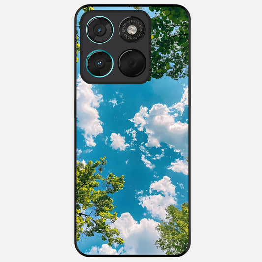  Green Moon Energy Glass Case For Moto G57 Power back cover – full design glossy printed glass finish