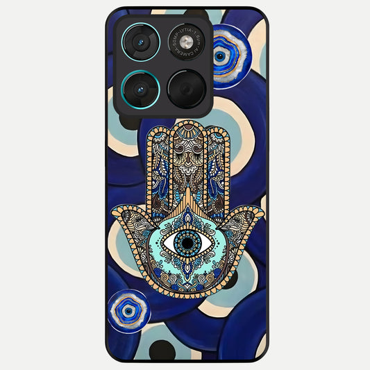  Hamsa Divine Guard Glass Case For Moto G57 Power back cover – full design glossy printed glass finish