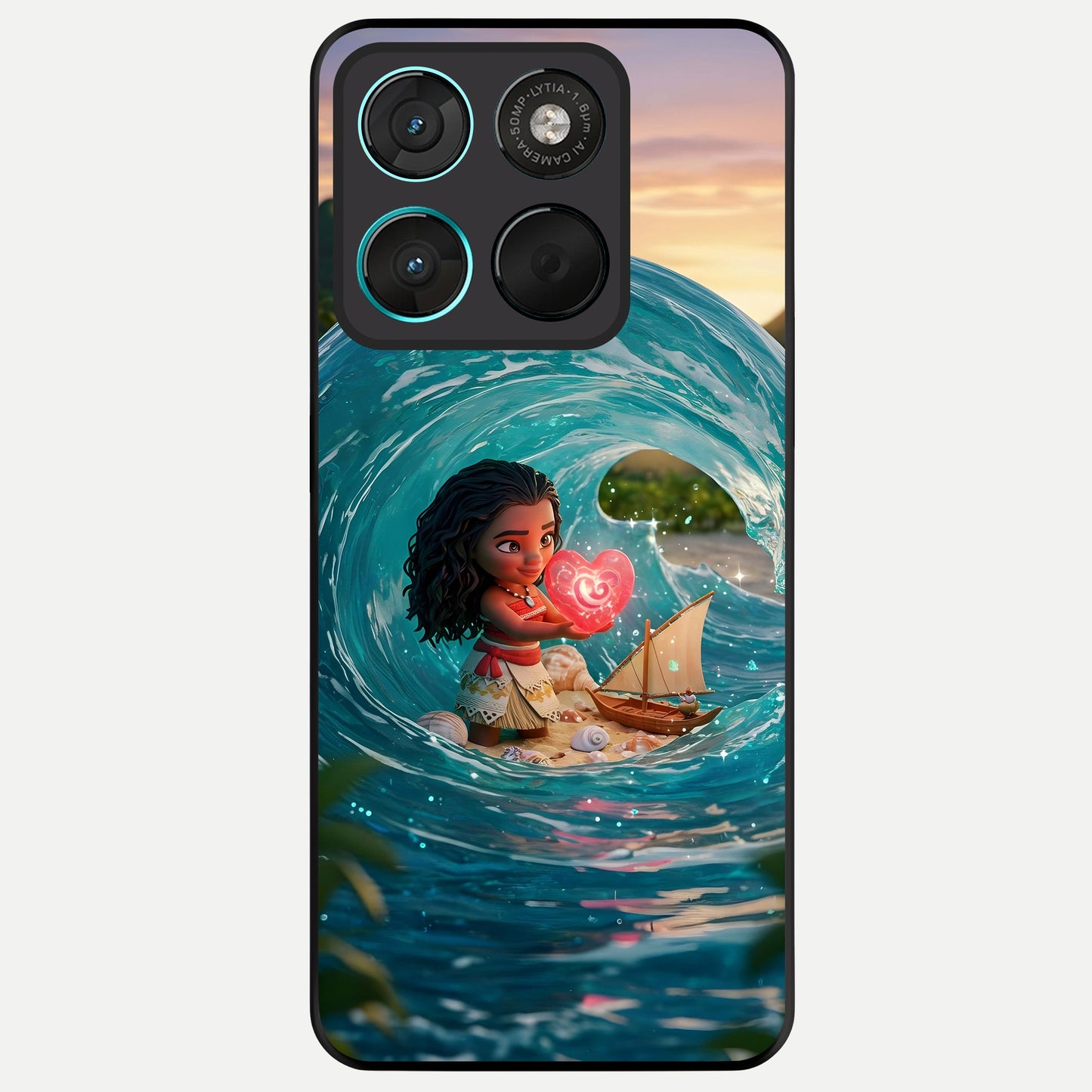  Heart of Ocean Glass Case For Moto G57 Power back cover – full design glossy printed glass finish