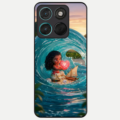  Heart of Ocean Glass Case For Moto G57 Power back cover – full design glossy printed glass finish