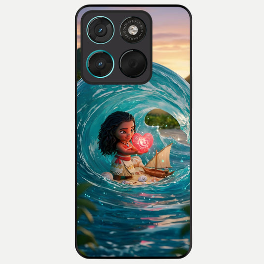  Heart of Ocean Glass Case For Moto G57 Power back cover – full design glossy printed glass finish