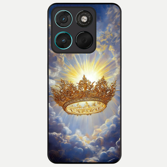  Heavenly Crown Light Glass Case For Moto G57 Power back cover – full design glossy printed glass finish