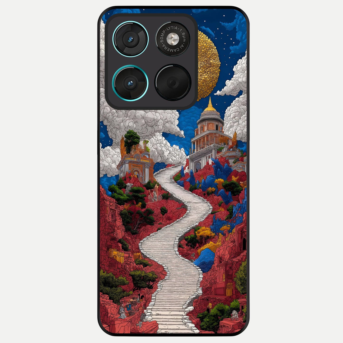  Heavenly Moon Path Glass Case For Moto G57 Power back cover – full design glossy printed glass finish