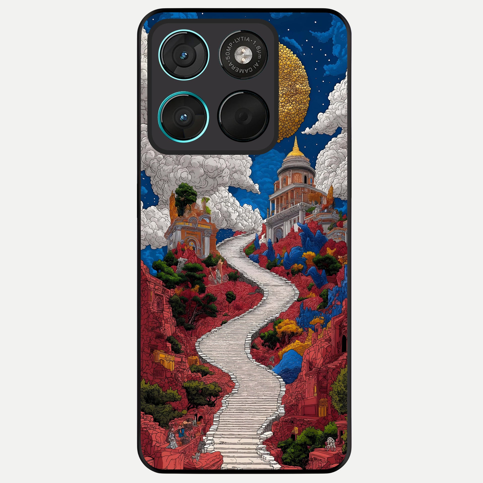  Heavenly Moon Path Glass Case For Moto G57 Power back cover – full design glossy printed glass finish