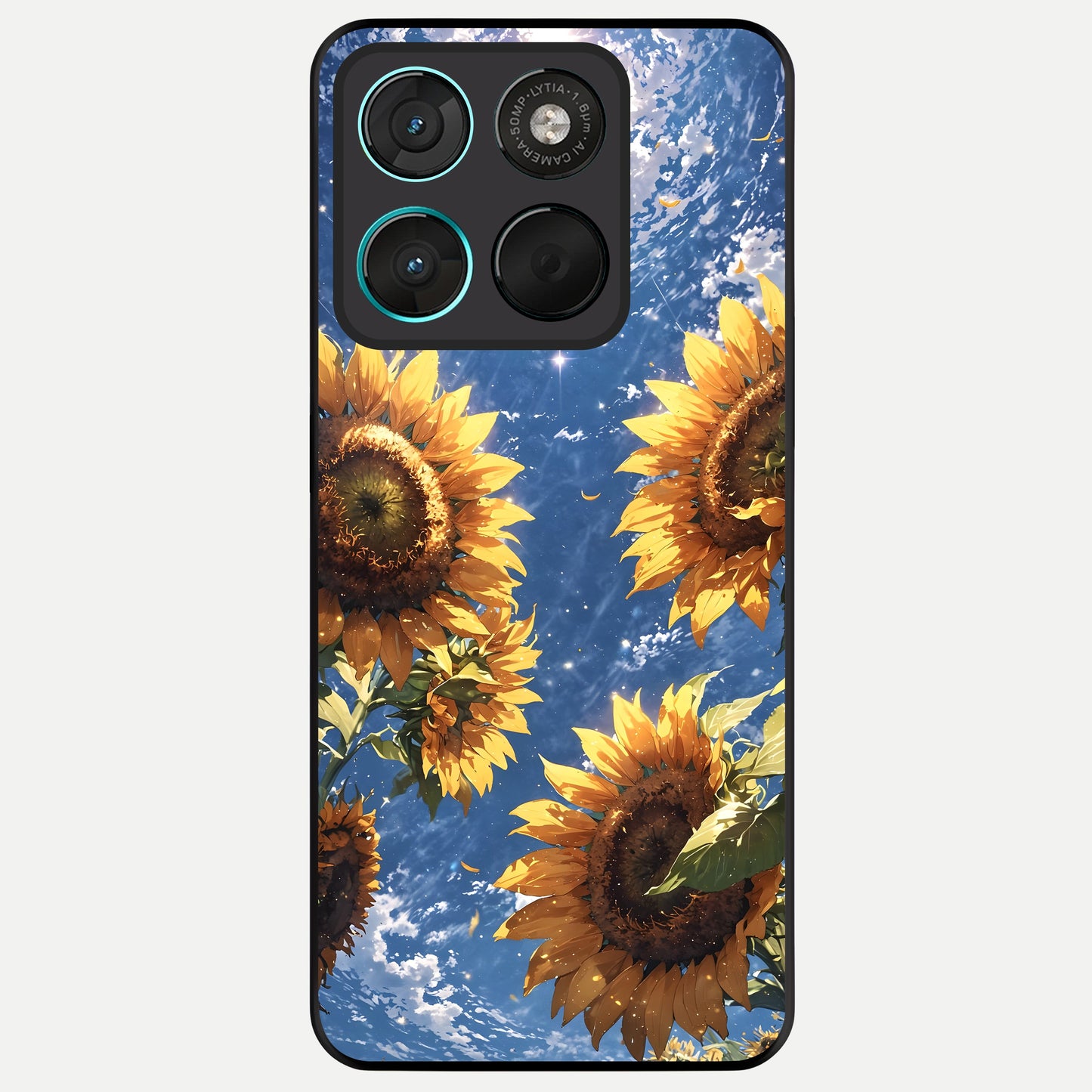  Heavenly Sunflower Rise Glass Case For Moto G57 Power back cover – full design glossy printed glass finish