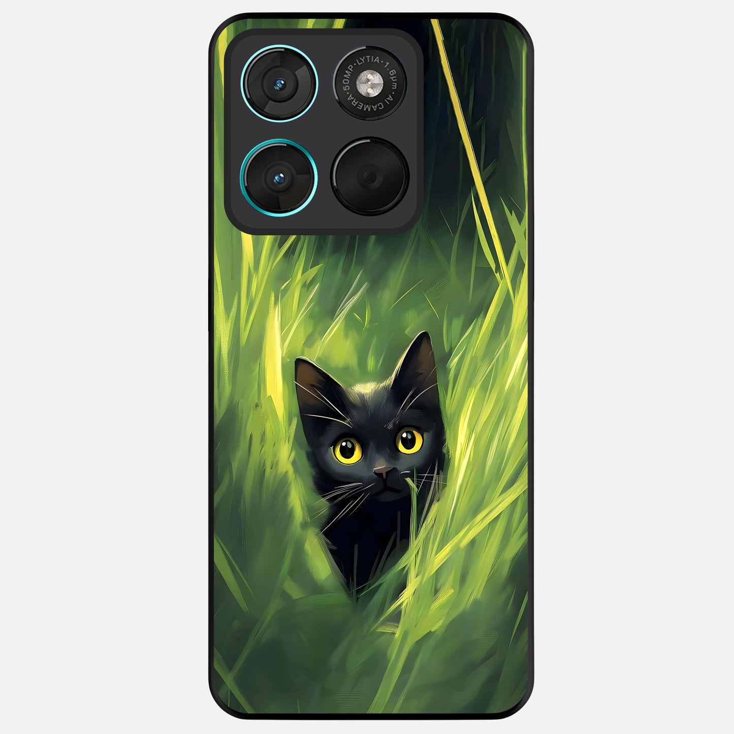  Hidden Cat Whisper Glass Case For Moto G57 Power back cover – full design glossy printed glass finish
