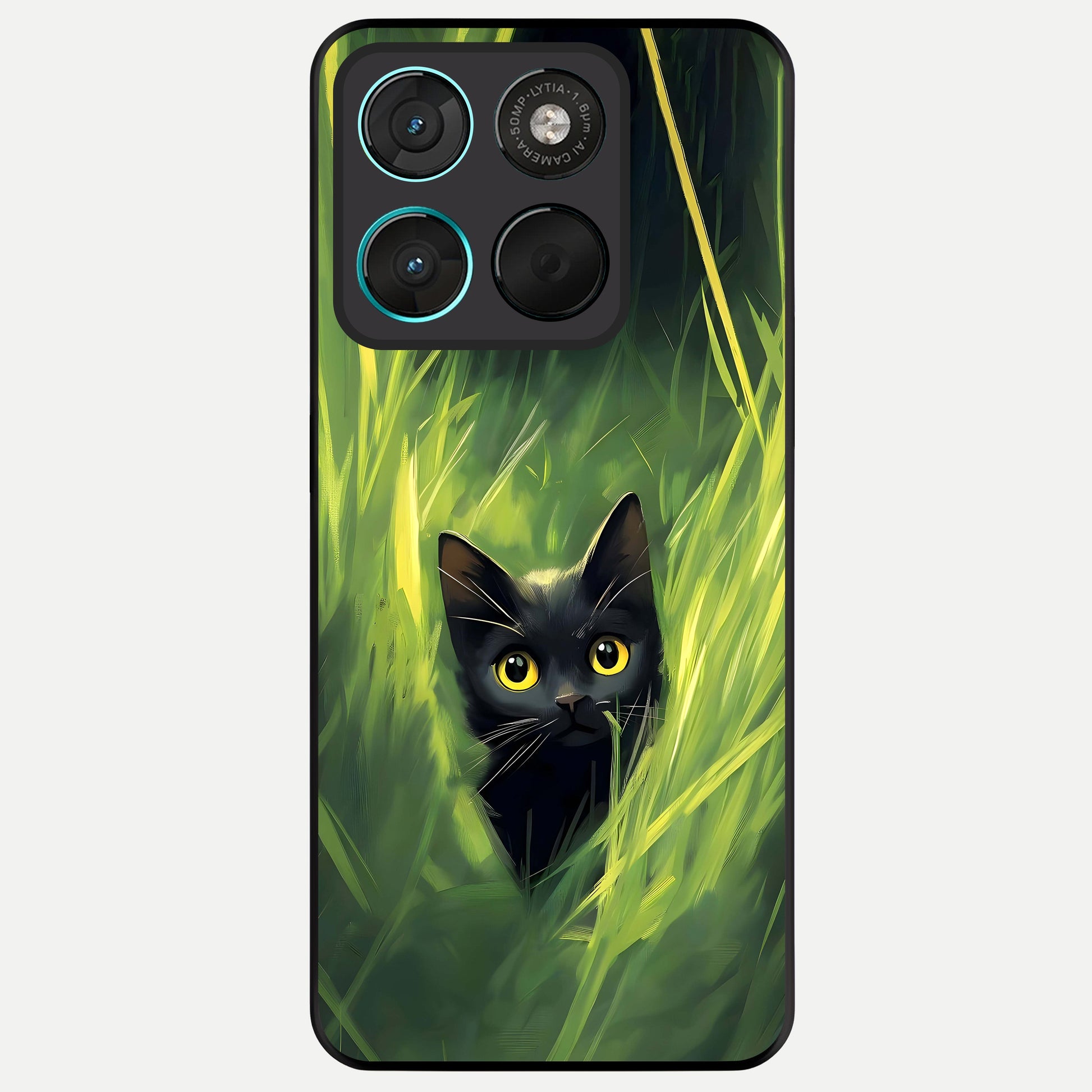  Hidden Cat Whisper Glass Case For Moto G57 Power back cover – full design glossy printed glass finish