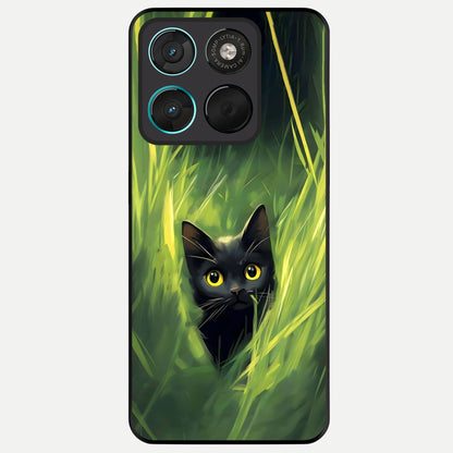  Hidden Cat Whisper Glass Case For Moto G57 Power back cover – full design glossy printed glass finish
