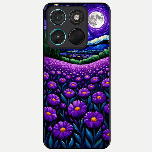  Lavender Moon Field Glass Case For Moto G57 Power back cover – full design glossy printed glass finish