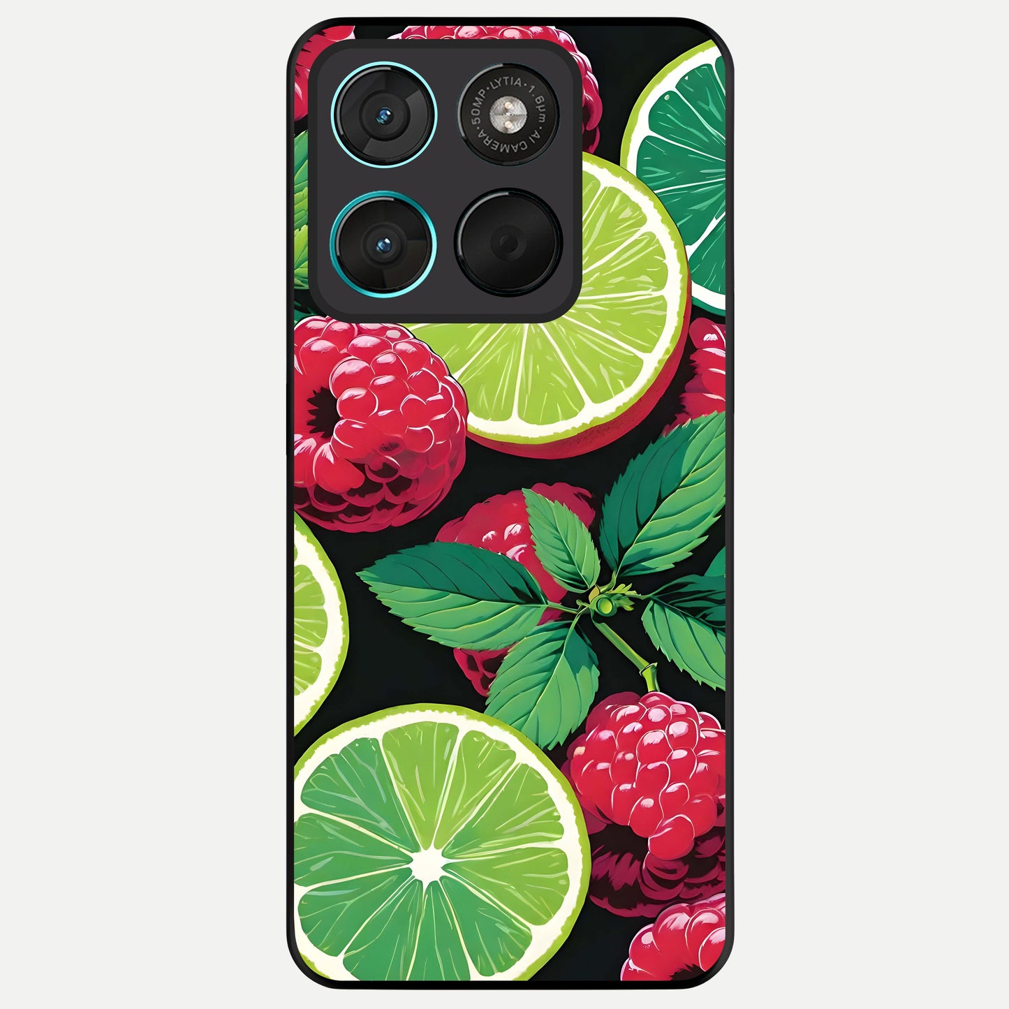  Lime and Raspberry Pattern Glass Case For Moto G57 Power back cover – full design glossy printed glass finish
