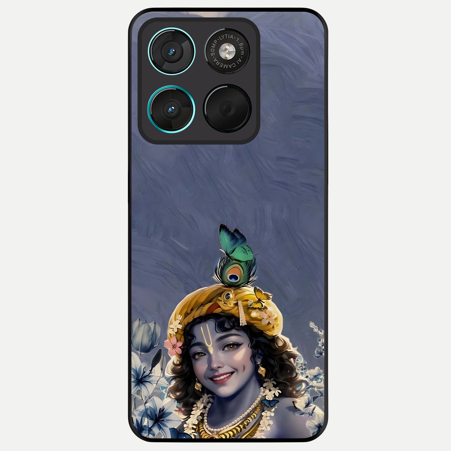  Lord Krishna Glass Case For Moto G57 Power back cover – full design glossy printed glass finish