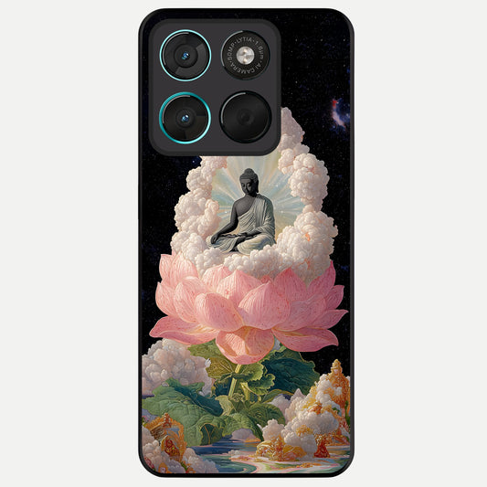  Lotus Divine Peace Glass Case For Moto G57 Power back cover – full design glossy printed glass finish