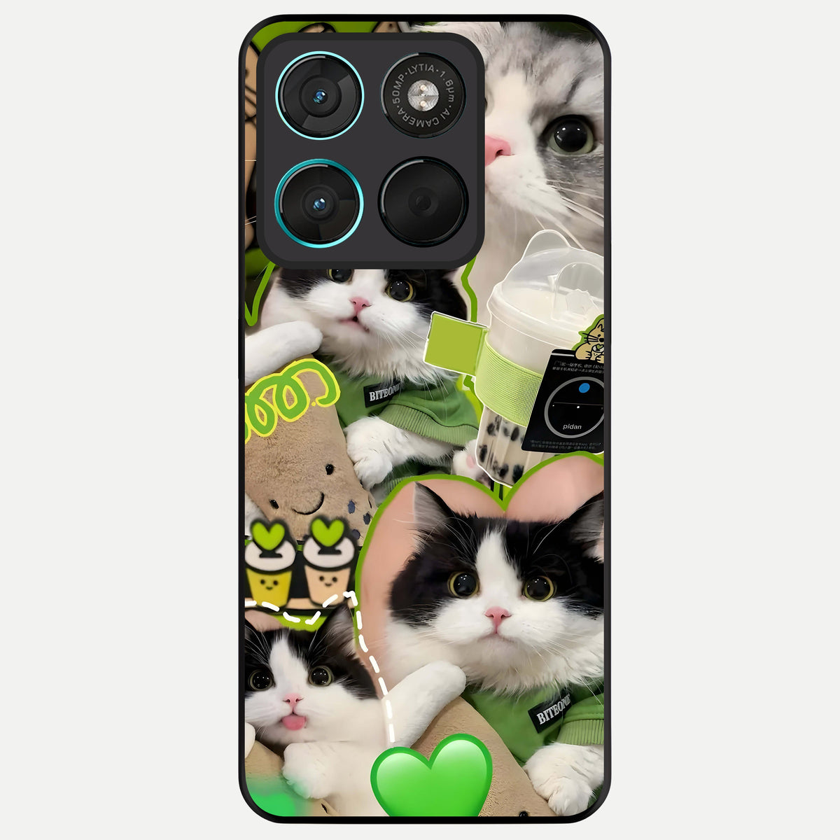  Matcha Cats Mood Glass Case For Moto G57 Power back cover – full design glossy printed glass finish