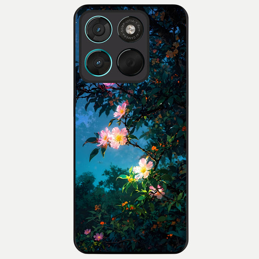  Midnight Bloom Glow Glass Case For Moto G57 Power back cover – full design glossy printed glass finish