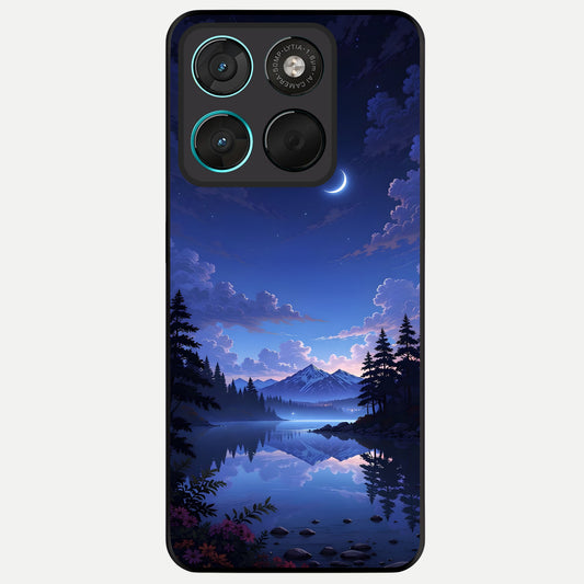  Midnight Lake Peace Glass Case For Moto G57 Power back cover – full design glossy printed glass finish