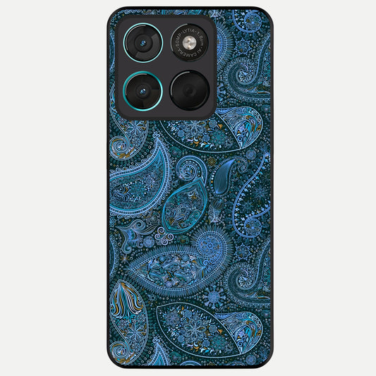  Midnight Paisley Glow Glass Case For Moto G57 Power back cover – full design glossy printed glass finish