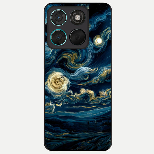  Midnight Sky Whirl Glass Case For Moto G57 Power back cover – full design glossy printed glass finish