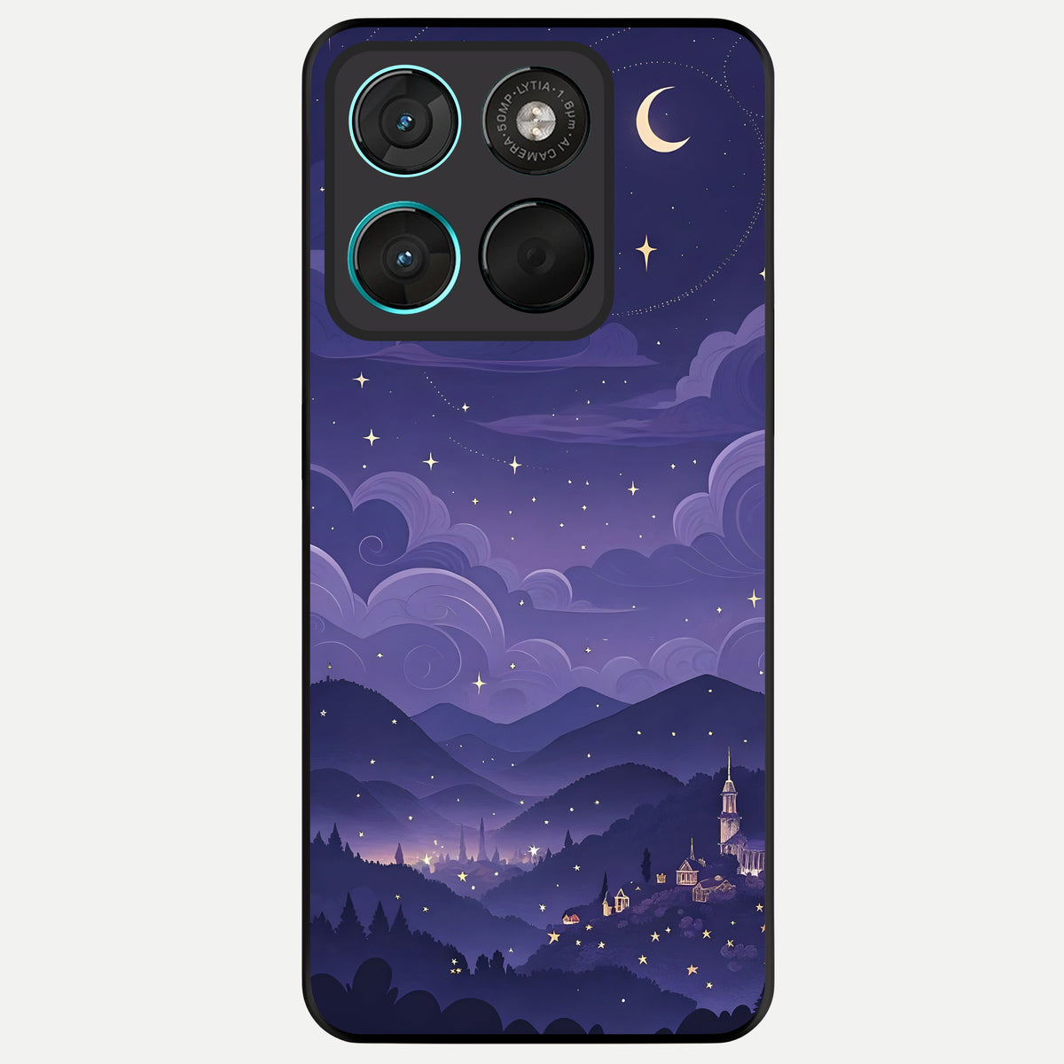  Minimal Night View Glass Case For Moto G57 Power back cover – full design glossy printed glass finish