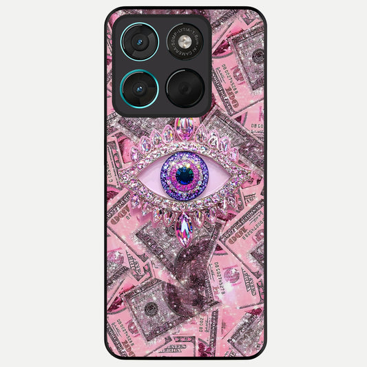  Money Eye Luxe Glass Case For Moto G57 Power back cover – full design glossy printed glass finish