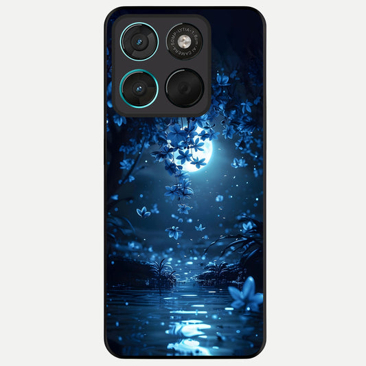  Moonlight Petal Dream Glass Case For Moto G57 Power back cover – full design glossy printed glass finish