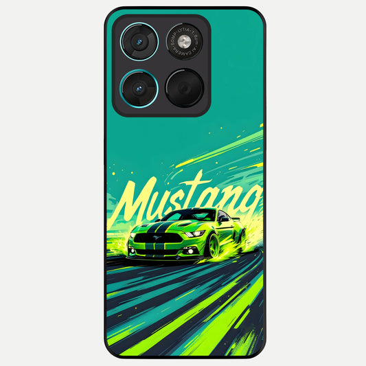 Mustang Bang Glass Case For Moto G57 Power back cover – full design glossy printed glass finish