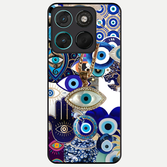  Mystic Charm Eye Glass Case For Moto G57 Power back cover – full design glossy printed glass finish