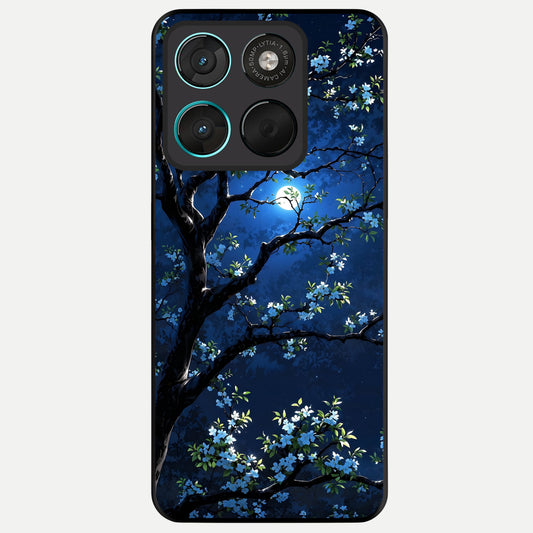  Mystic Floral Night Glass Case For Moto G57 Power back cover – full design glossy printed glass finish