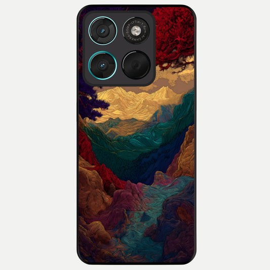 Mystic Valley Light Glass Case For Moto G57 Power back cover – full design glossy printed glass finish