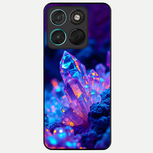  Neon Aura Shards Glass Case For Moto G57 Power back cover – full design glossy printed glass finish