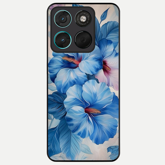  Ocean Hibiscus Grace Glass Case For Moto G57 Power back cover – full design glossy printed glass finish